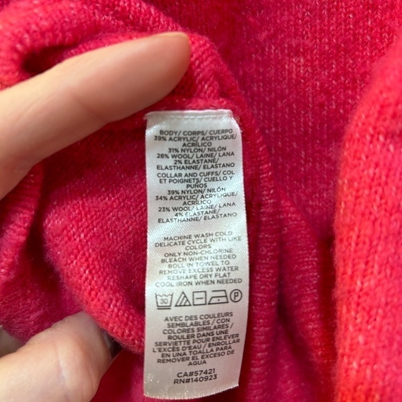 Loft Wool Blend Mock Neck Sweater Pink Long Sleeve Front Tie Women's Size M - Picture 6 of 6